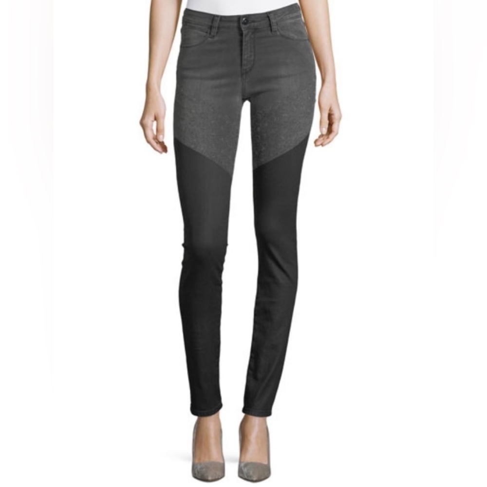 Brockenbow Emma Skinny Jeans Wax Coat Faux Leather Gray Black Hot Pants Size 29